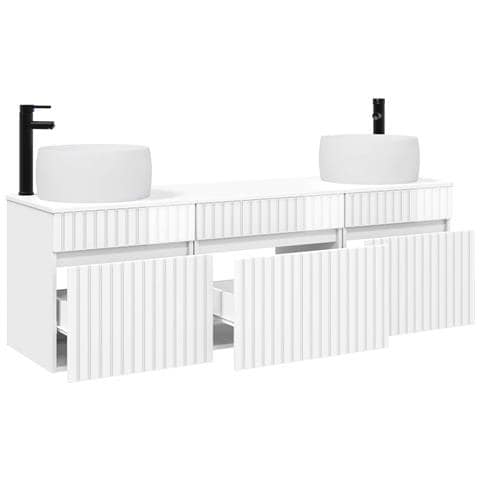 Set di Armadi da Bagno 3 pz Bianco Lucido 49 x 44,5 x 66 cm - Foto 10