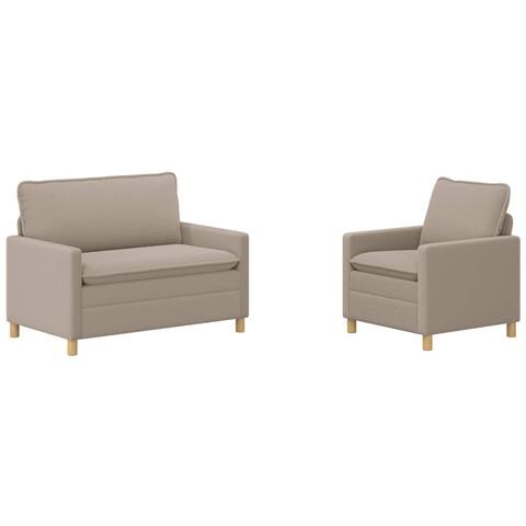Set di divani 2 pz Grigio Chiaro Tessuto - Foto 1