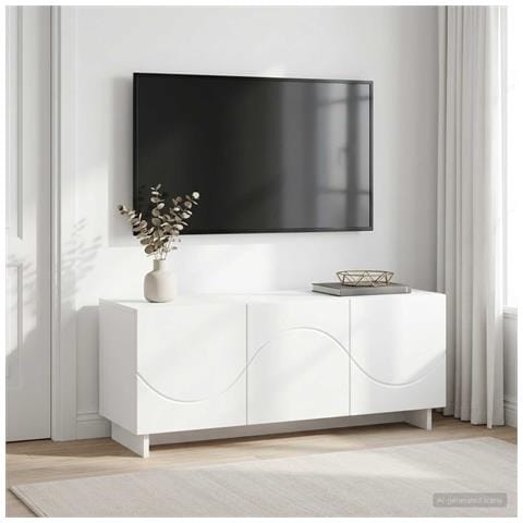 Supporto TV 90 x 34.5 x 40 cm Bianco Legno ingegnerizzato - Foto 2