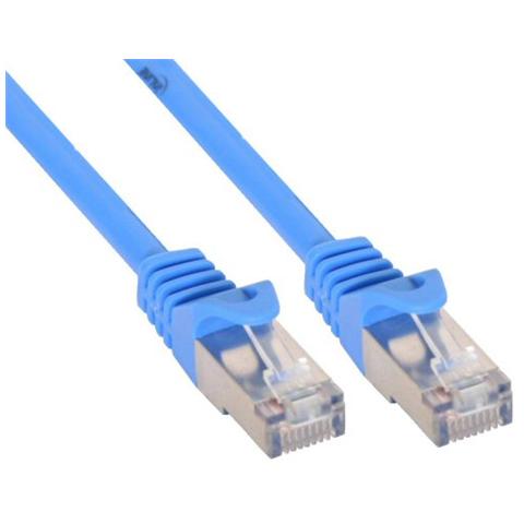 cavo patch per rete dati lan cat. 5e, 2x rj45, schermatura futp, colore blu, 7m - Foto 1
