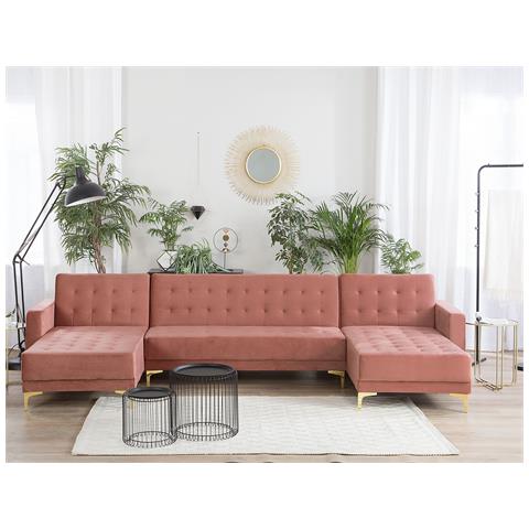 Divano A U Aberdeen Rosa Velluto Reversibile - Foto 8