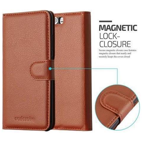 Custodia Compatibile Con Huawei P10 Plus In Marrone Pastello - Coperchio Protettiva Con Chiusura Magnetica, Funzione Stand E Tasca Per Le Carte - Foto 2