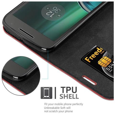 Custodia Compatibile Con Motorola Moto G4 / G4 Plus In Rosso Mela - Coperchio Protettiva Con Chiusura Magnetica, Funzione Stand E Tasca Per Le Carte - Foto 5