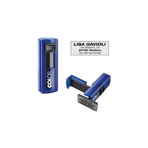 Timbro Pocket Stamp Plus 20 14x38mm 4righe Autoinchiostrante Blu Colop - Foto 1