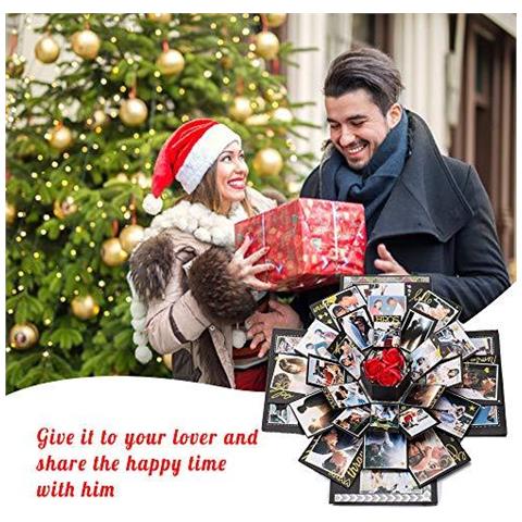 Explosion Box Regalo Pieghevole Surprise Box Fai Da Te Foto Album Scrapbook Box A Mano Album Commemorativa Per Il Giorno Di Nozze Di Amore Di Memoria Di Compleanno San Valentino - Foto 4