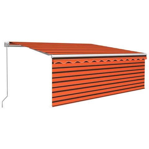 Tenda Sole Retrattile Manuale con LED 4,5x3m Arancione Marrone - Foto 1