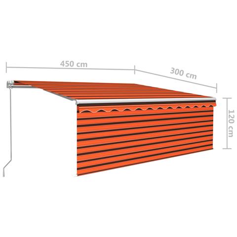 Tenda Sole Retrattile Manuale con LED 4,5x3m Arancione Marrone - Foto 7