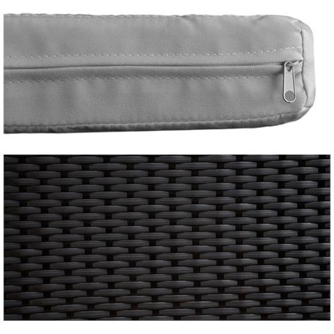 Set Di Mobili Da Giardino Corfou In Resina Nera Intrecciata 4 Posti - Cuscini Grigi - Foto 8