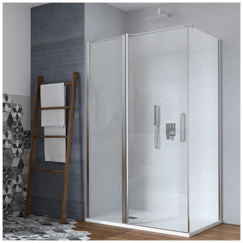 Parete Fissa Box Doccia Porta Battente Clematis Cristallo 6 Mm Telaio Alluminio *** Misure : 77-79xh195 Cm Trasparente - Foto 1