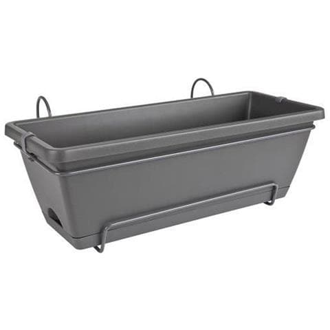 Vaso 50 Cm Antracite Polipropilene Plastica Rettangolare - Foto 1