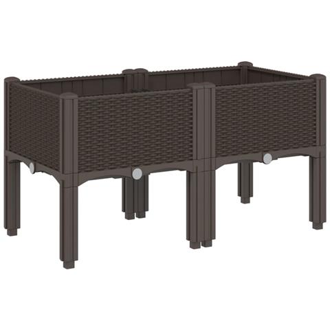 Fioriera Da Giardino Con Gambe Marrone 80x40x42 Cm In Pp - Foto 2
