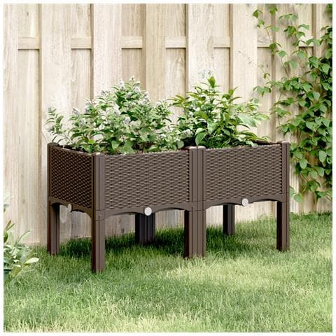 Fioriera Da Giardino Con Gambe Marrone 80x40x42 Cm In Pp - Foto 1