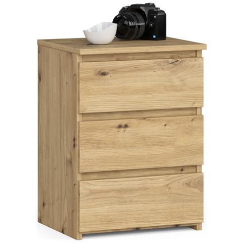 Comodino CL3, 3 cassetti, 40x35x57 cm, Colore Quercia Artisan - Foto 1