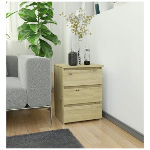 Comodino CL3, 3 cassetti, 40x35x57 cm, Colore Quercia Artisan - Foto 5