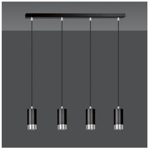 Lampada A Sospensione Fumiko - Nero, Cromo - Acciaio Verniciato A Polvere - 60x100x6 Cm - Foto 2