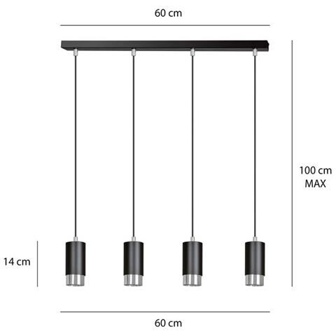 Lampada A Sospensione Fumiko - Nero, Cromo - Acciaio Verniciato A Polvere - 60x100x6 Cm - Foto 8
