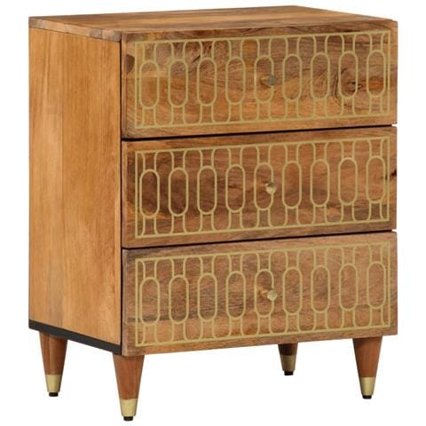 Comodino 50x33x62 Cm In Legno Massello Di Mango - Foto 1