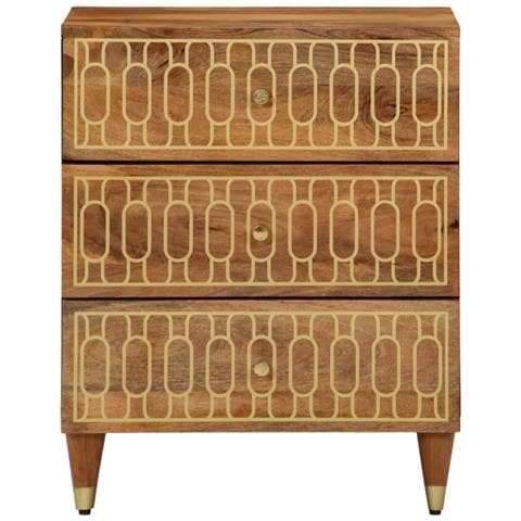 Comodino 50x33x62 Cm In Legno Massello Di Mango - Foto 2