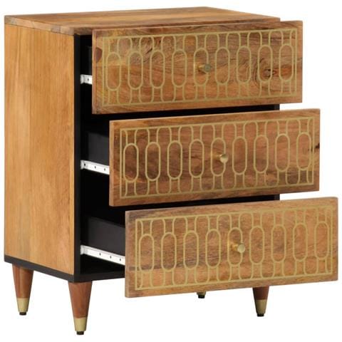 Comodino 50x33x62 Cm In Legno Massello Di Mango - Foto 3