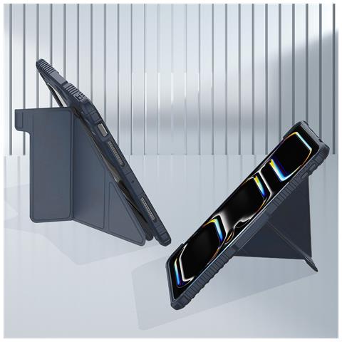 Custodia Anti-urto Per Ipad Pro 11 2024 / M5 2025 Con Copertina Supporto Multi-angolo, Blu Scuro - Foto 5