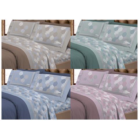 Completo Lenzuola Letto Calda Flanella 100% Cotone Disegno Bologna Singolo Blu - Foto 2