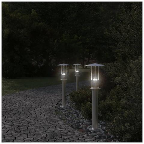 Lampada Da Terra Per Esterni Argento 60 Cm In Acciaio Inox - Foto 3