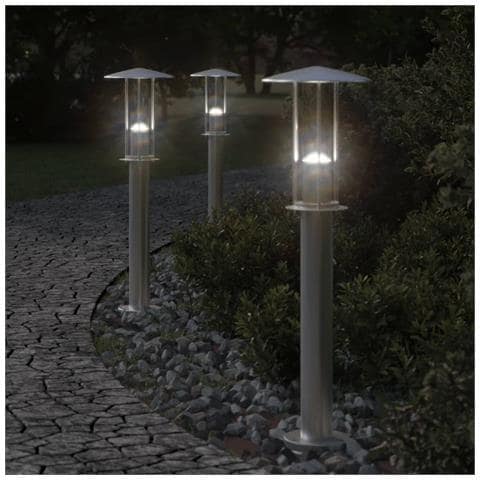 Lampada Da Terra Per Esterni Argento 60 Cm In Acciaio Inox - Foto 1