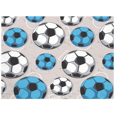 Copripiumino Sacco Piumone Pensieri Delicati Cotone Disegno Calcio Singolo Azzurro - Foto 2