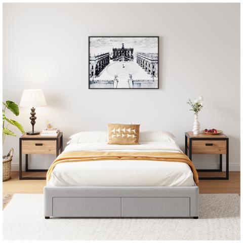 Sacramento Letto Contemporaneo Con Cassetti - 160x200 - Grigio - Foto 1