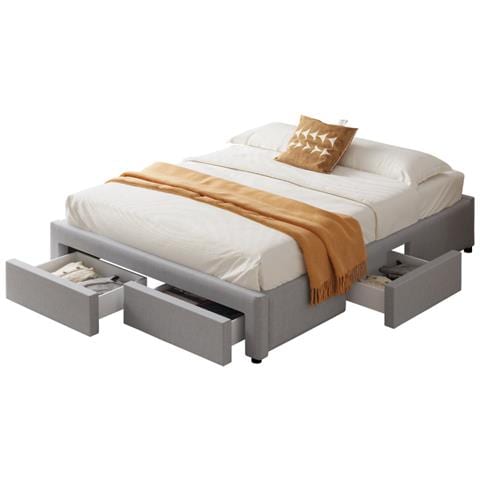 Sacramento Letto Contemporaneo Con Cassetti - 160x200 - Grigio - Foto 8