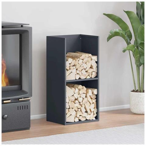 Rastrelliera per Legna da Ardere Antracite 40x30x80 cm - Foto 1