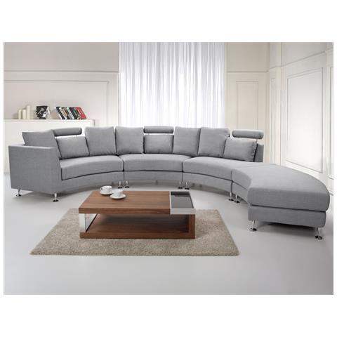Divano Semicircolare 7 Posti Rotunde Tessuto Grigio Chiaro - Foto 1