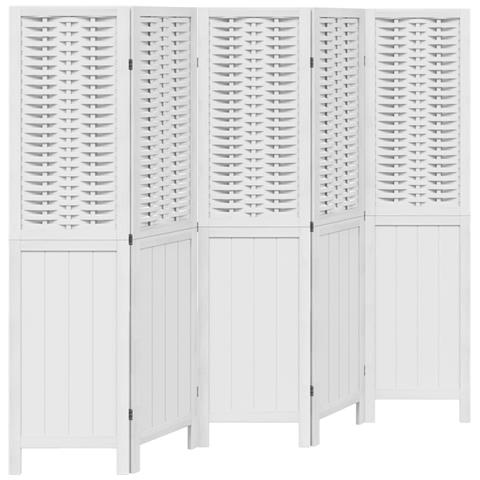 Divisorio Ambienti 5pannelli Bianco Legno Massello Di Paulownia - Foto 2