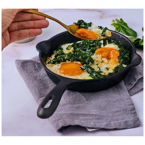 35969 Padella In Ghisa Stagionata Induzione Da 16,5 Cm Per Fuoco, Barbecue, Forno Nero - Foto 8