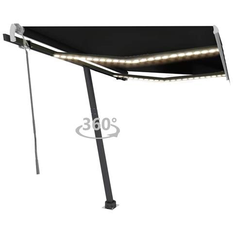 Tenda Da Sole Retrattile Manuale Con Led 300x250 Cm Antracite - Foto 2