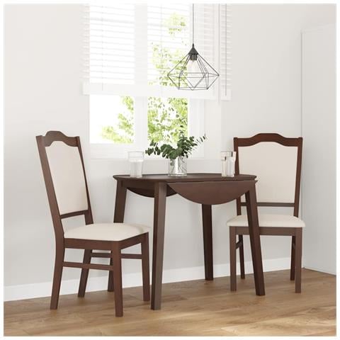 Sedie da Pranzo con Cuscini 2pz Marrone Legno Massello di Hevea - Foto 2