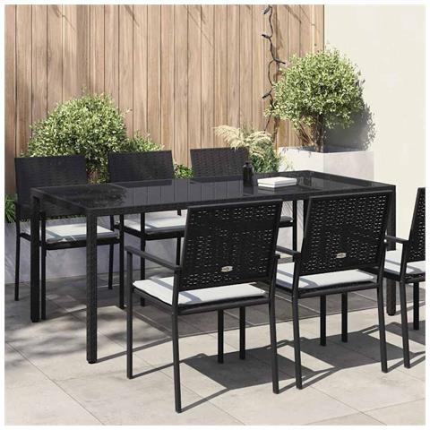 Tavolo da Pranzo da Giardino Nero 190x90x75 cm Polyrattan - Foto 2