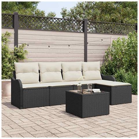 Set di Divani da Giardino  5 Pezzi con Cuscini Rattan Polibrown, Divano da Giardino 2 Posti  con Spazio di Stoccaggio & Cuscini Rattan Poliblan - Foto 2