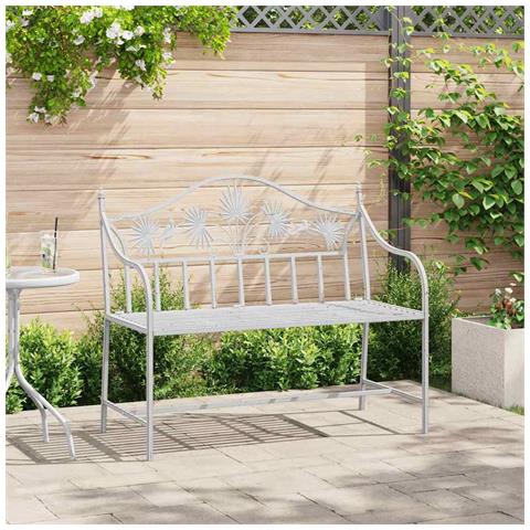 Panchina Bianca Metallo 104 x 52,5 x 89 cm Robusta e Durevole - Foto 2