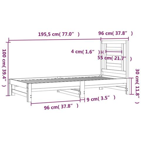 Dormeuse Estraibile 2x(90x190) cm Legno Massello di Pino - Foto 8