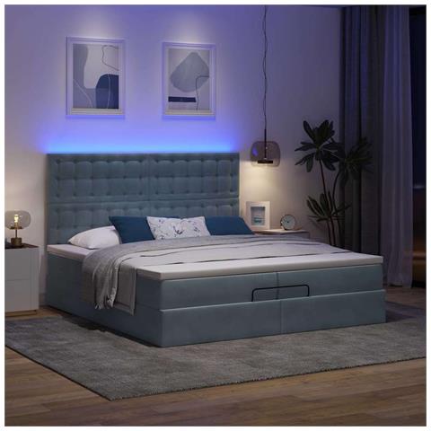 Struttura Letto Pouf con Materassi 200x200 cm Velluto - Foto 1