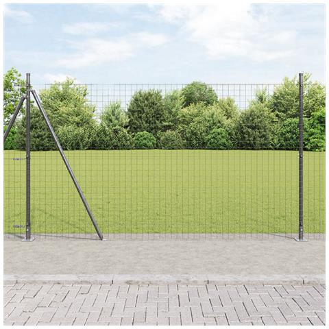 Pali per recinzione con basi 13 pcs Ø32mm 88,5cm Acciaio zincato - Foto 2