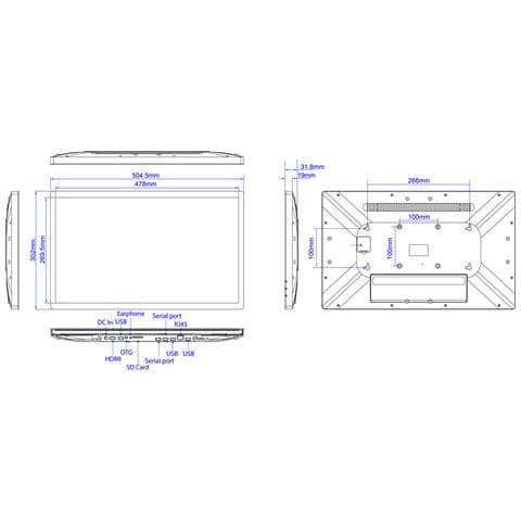 Monitor 21.5" IPS FLAT ALLPRO21RK3399A11POEV2 LCD Wi-Fi 250 cd /m² Full HD Nero Touch Screen Android 11 - Foto 5
