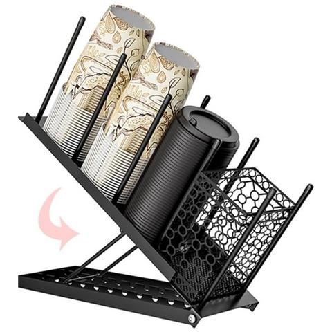 Portabicchieri Da Tè E Caffè Smontabile In Metallo Nero - Organizzazione Versatile Per Casa, Ufficio E Bar - Foto 1