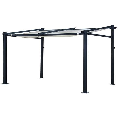 Pergola A Parete 3 × 4 M Fréjus Beige - Struttura In Alluminio - Foto 1