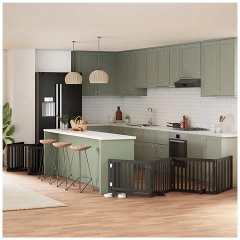 Cancello Cani Porta Pieghevole Nero 12 Pannelli 960 cm Pioppo - Foto 2