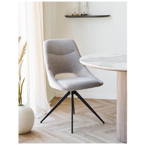 Set Di 2 Sedie Dokka - Grigio - Tessuto - 50x63x91,5 Cm - Foto 2