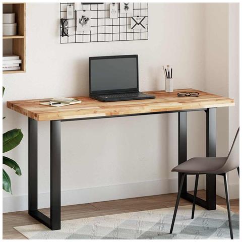 Piano Tavolo Rettangolare 140x60x4 cm Legno Massello di Acacia - Foto 2