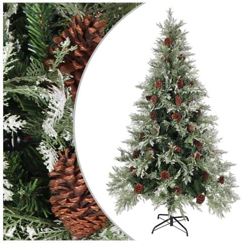 Albero Di Natale Con Pigne Verde E Bianco 195 Cm In Pvc E Pe - Foto 2