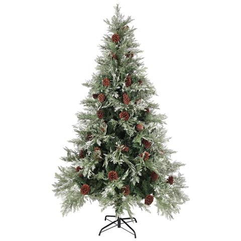 Albero Di Natale Con Pigne Verde E Bianco 195 Cm In Pvc E Pe - Foto 1